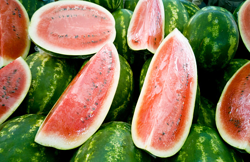 watermelon cut into triangles and slices