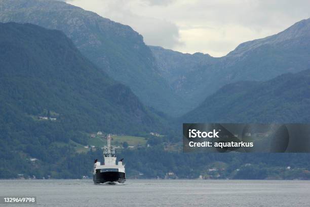 View Of A Ferry In Skanevikfjorden Near Skanevik In Hordaland County Norway Stock Photo - Download Image Now