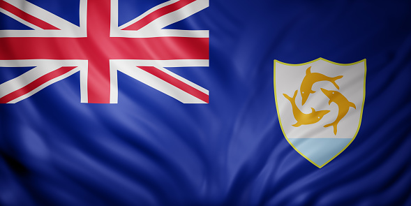 3d rendering of Anguilla flag waving