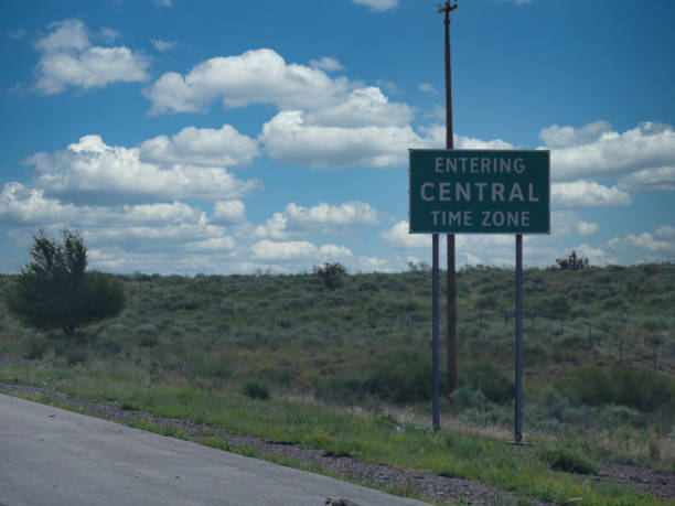 istock Roadside sign entering the Central Time Zone at Interstate 40, New Mexico. 1329651045