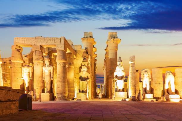 istock Luxor temple, first pylon ruins, night lights, Egypt 1329651131