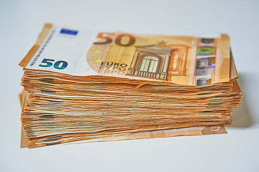 50 euro banknotes stacked