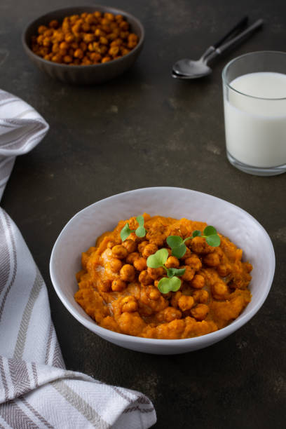 istock Pumpkin soup with baked chickpeas 1329654065