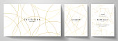 istock Gold invitation, cover design set. Luxury elegant gold circle, line, star pattern 1329655208