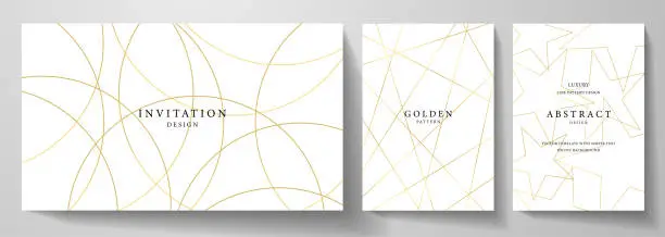 Vector illustration of Gold invitation, cover design set. Luxury elegant gold circle, line, star pattern