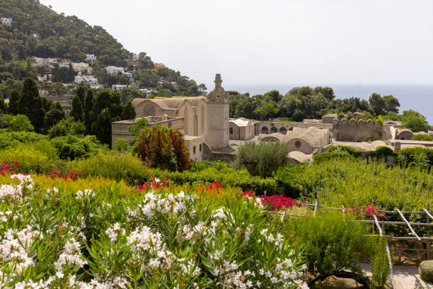 14th century Renaissance Carthusian monastery (Certosa San Giacomo), Capri Island, Naples, Italy 14th century Renaissance Carthusian monastery (Certosa San Giacomo), Capri Island, Naples, Italy. It is now a museum and is used for cultural events via krupp stock pictures, royalty-free photos & images