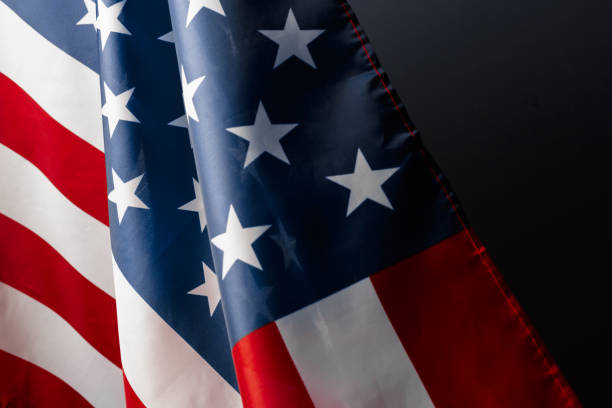 istock Vintage American flag on a chalkboard with space for text 1329656511