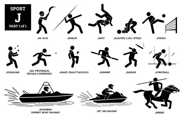 Vector illustration of Sport games alphabet J vector icons pictogram.