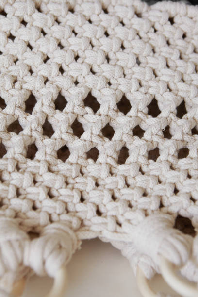 istock Handmade macrame bag, ECO friendly. Embroidery.Hand made macrame. 1329658348