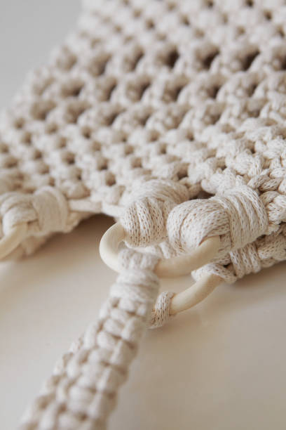 istock Handmade macrame bag, ECO friendly. Embroidery.Hand made macrame. 1329658349