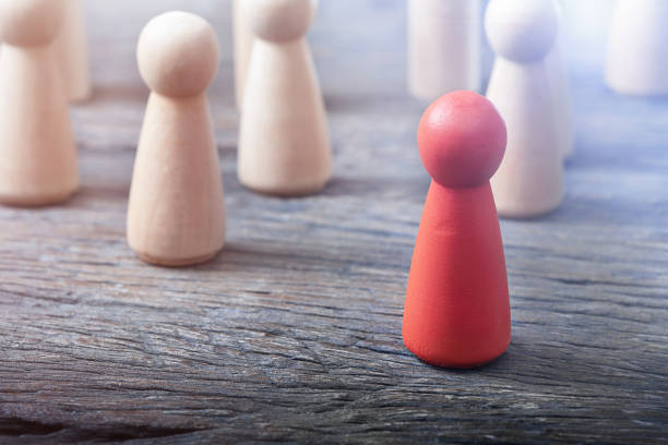 istock Red female figure leader 1329659587