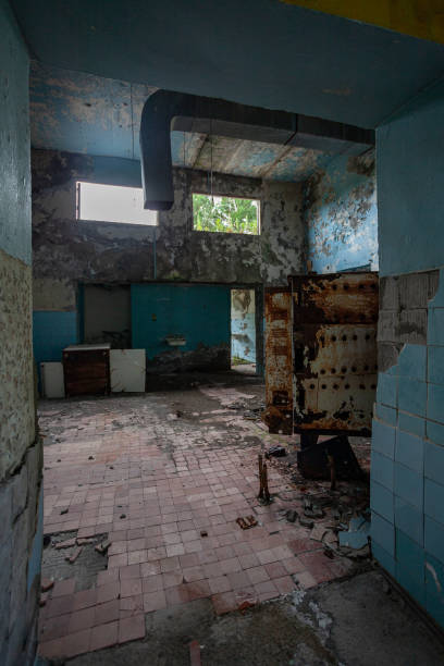 istock An abandoned building with no Windows or doors is visible from the inside 1329659806