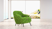 Armchair Made of Grass and Green Plants