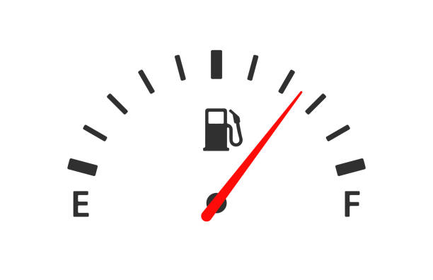 Fuel gas gauge meter icon symbol graphic. Petrol gasoline diesel tank empty full logo sign. Vector illustration image. Isolated on black background. Fuel gas gauge meter icon symbol graphic. Petrol gasoline diesel tank empty full logo sign. Vector illustration image. Isolated on black background. symbol fuel and power generation fossil fuel fuel pump stock illustrations