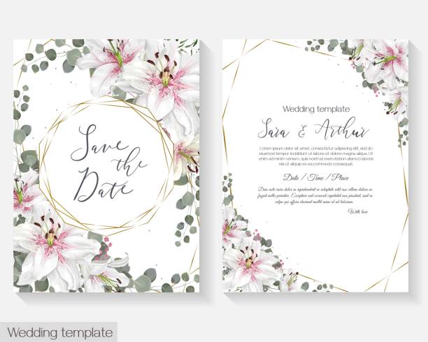 grußkarte für hochzeitseinladung - scrap gold illustrations stock-grafiken, -clipart, -cartoons und -symbole