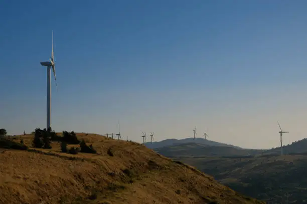 wind farm in the mountains in portugal