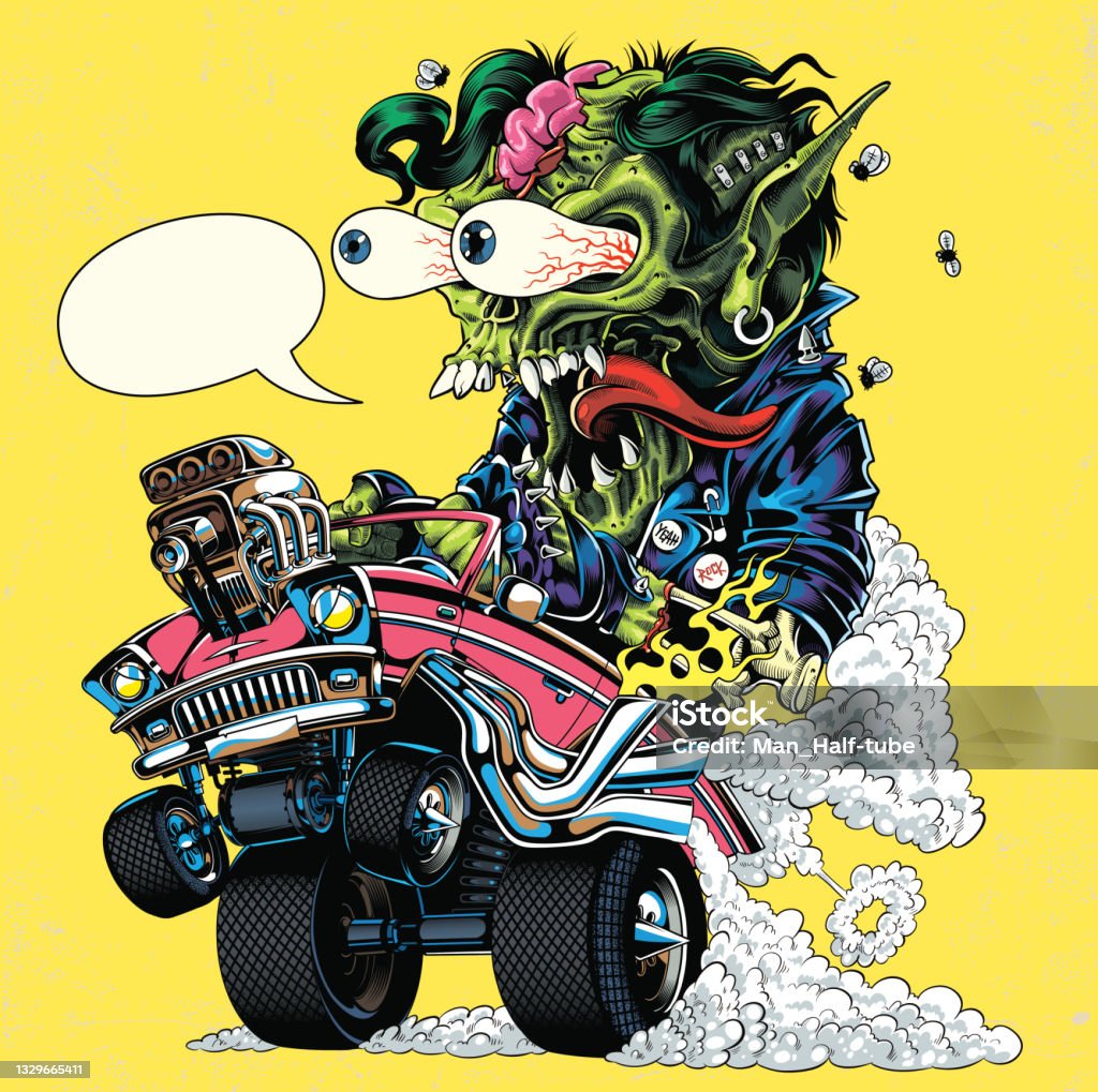 Hot Rod Monster Illustration Stock Illustration - Download Image Now -  Cartoon, Logo, Retro Style - iStock