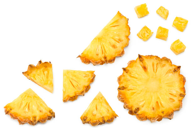 istock sliced pineapple isolated on white background. exotic fruit. clipping path. top view 1329665733