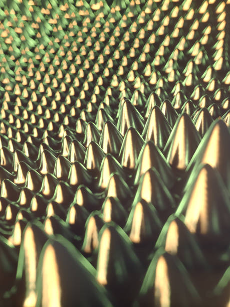 ilustración digital abstracta de renderizado 3d de fluido ferromagnético con profundidad de campo. elemento de diseño - ferrofluid fotografías e imágenes de stock