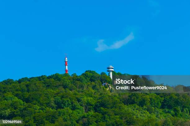 Peak Of Mountain Melibokus Hesse Stock Photo - Download Image Now - Blue, Color Image, Darmstadt