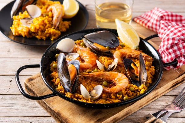 istock Traditional spanish seafood paella 1329671468