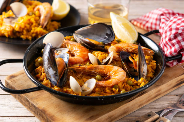 istock Traditional spanish seafood paella 1329671473
