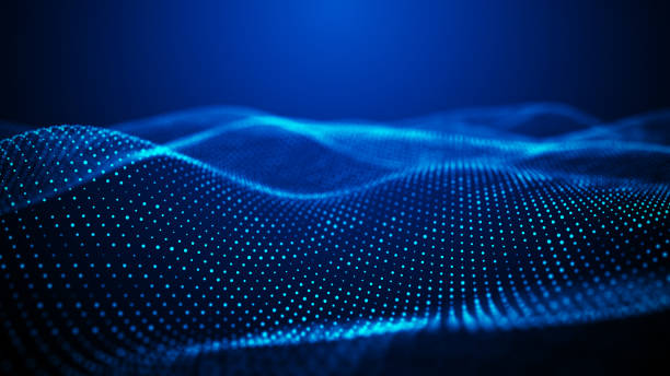 istock Abstract background with glowing particles. Digital moving wave. Futuristic illustration with explosion of data. 3d rendering. 1329673845