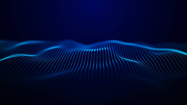 istock Abstract wave with moving dots. Flow of particles. Cyber technology illustration. 3d rendering 1329673894