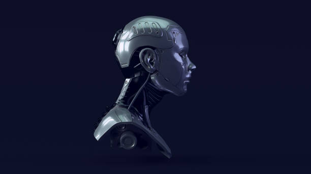 istock Cyborg with Blue Green Moody 80s lighting 1329675870