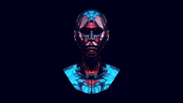 istock Cyborg with Blue Pink Moody 80s lighting 1329675909