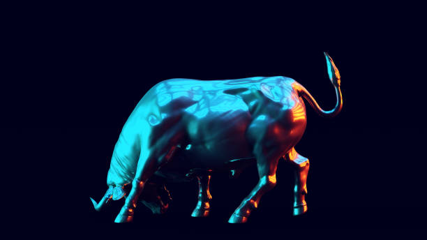 istock Bull with Blue Orange Moody 80s lighting 1329675913