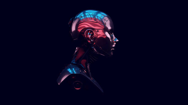 istock Cyborg with Blue Pink Moody 80s lighting 1329675949