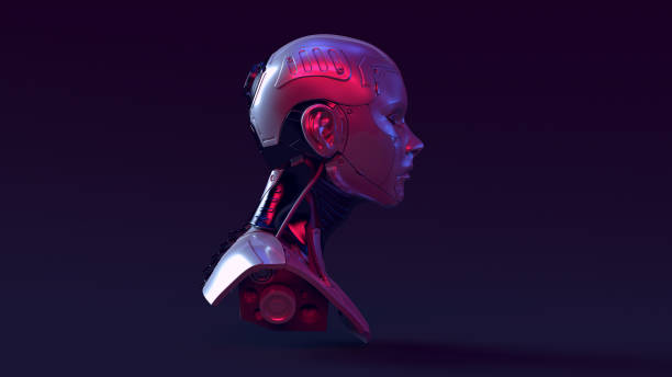 istock Cyborg with Blue Pink Moody 80s lighting 1329676029