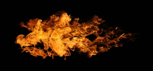 istock Burning fire and flame torch isolated on black background for graphic design 1329676683