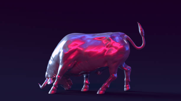 istock Bull with Pink Purple Moody 80s lighting 1329676880