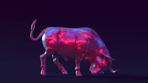 istock Bull with Pink Purple Moody 80s lighting 1329676884