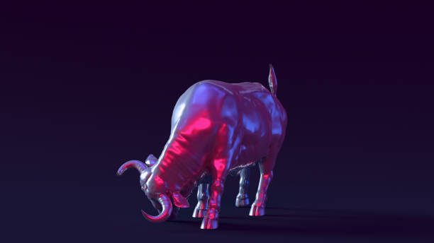 istock Bull with Pink Purple Moody 80s lighting 1329676953