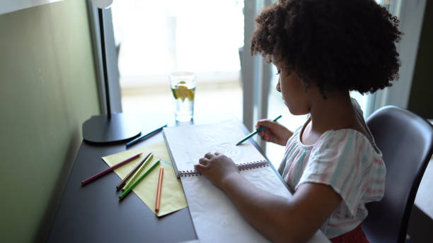 istock Girl drawing at home 1329678482