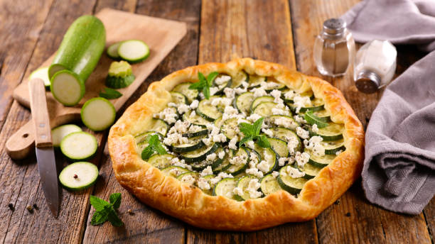 zucchini quiche with feta cheese and mint