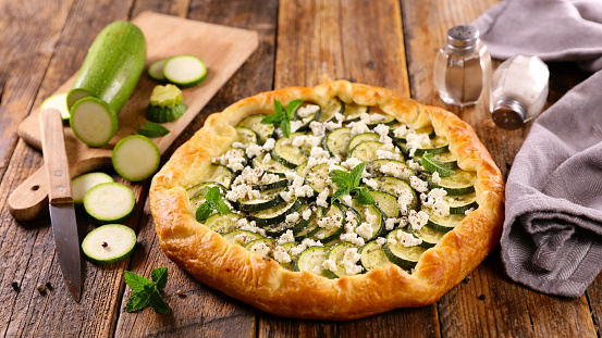 zucchini quiche with feta cheese and mint