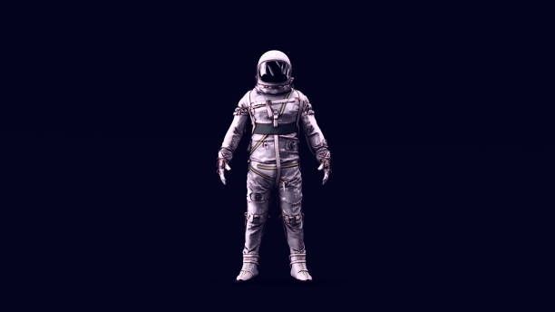 istock Astronaut with Black Visor and White Retro Silver Spacesuit 1329684686