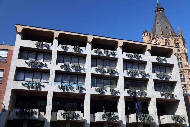 Modern and old part of city hall (Rathaus) in Cologne city, Germany. Cologne is the 4th most populous city in Germany.