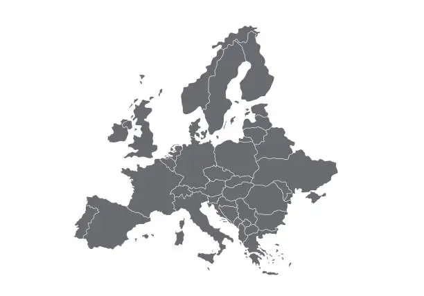 Vector illustration of High quality map Europe with borders of regions