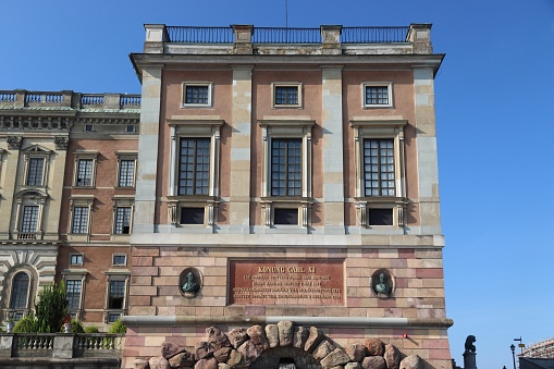 Stockholm Royal Palace - landmark in Gamla Stan (Old Town). Swedish language name: Kunliga Slottet.
