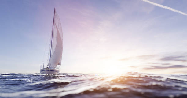 istock Sailing yacht on the ocean 1329693495