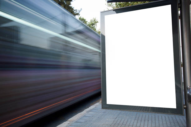 istock Billboard  in the city center , with bus in motion 1329693524