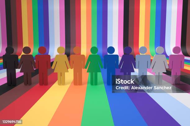 Spectacular Concept Of People With The Colors Of The Lgbtq Gay Pride Flag With The Word Lgbtqi Stock Photo - Download Image Now