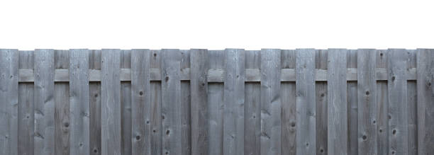 istock Old wooden fence isolated with clipping path 1329696751