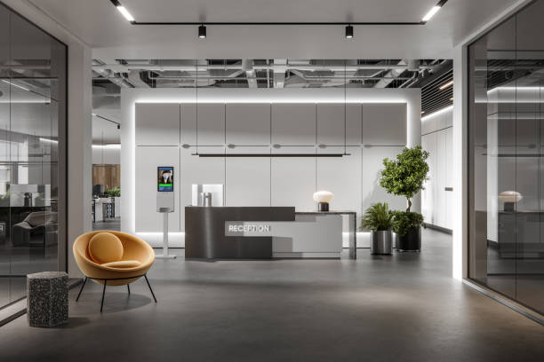 istock Interior of a corporate office reception area 1329696778