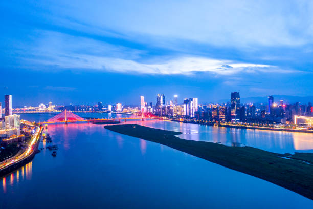 istock Chinese city, urban skyline at night 1329698233